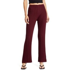 & other stories Ribbed Wide Leg Maroon Wine Pants- Size XS